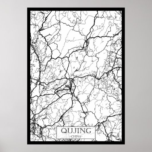 Stadsplattegrond van Qujing China Poster (Voorkant)