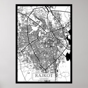 Stadsplattegrond van Rajkot Gujarat Poster