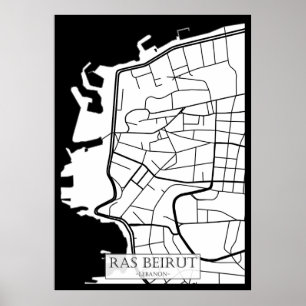 Stadsplattegrond van Ras Beirut Libanon Poster