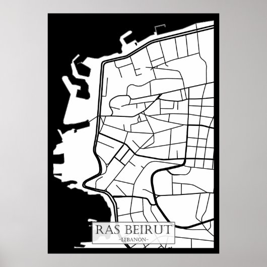 Stadsplattegrond van Ras Beirut Libanon Poster (Voorkant)