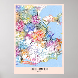 Stadsplattegrond van Rio de Janeiro Brazilië Poster