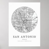 Stadsplattegrond van San Antonio Texas Poster (Voorkant)