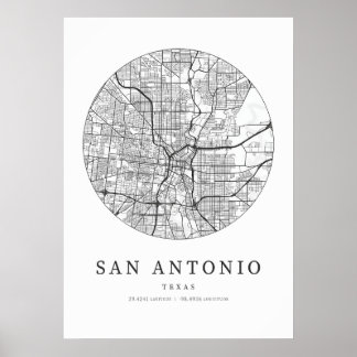 Stadsplattegrond van San Antonio Texas Poster