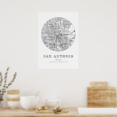 Stadsplattegrond van San Antonio Texas Poster (Keuken)