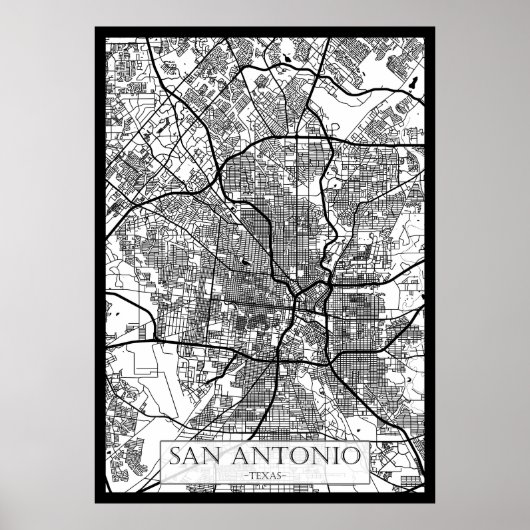 Stadsplattegrond van San Antonio USA Poster (Voorkant)