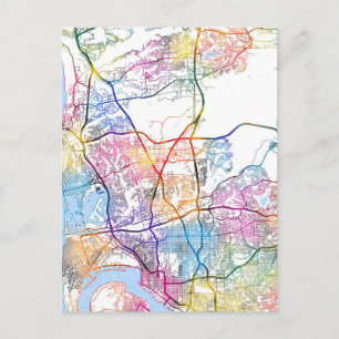 Stadsplattegrond van San Diego USA Briefkaart