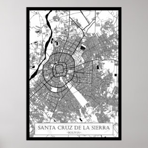 Stadsplattegrond van Santa Cruz de la Sierra Boliv Poster