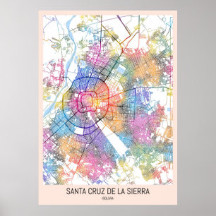 Stadsplattegrond van Santa Cruz de la Sierra Boliv Poster