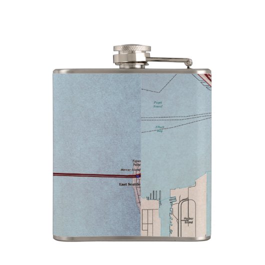 Stadsplattegrond van Seattle Heupfles (Achterkant)