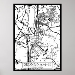 Stadsplattegrond van Seongnam-si Zuid-Korea Poster