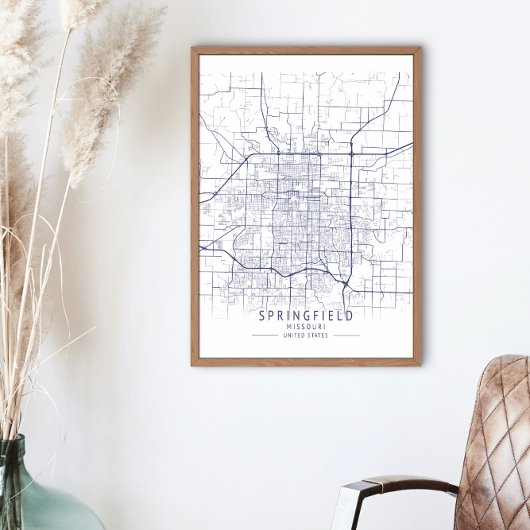 Stadsplattegrond van Springfield Poster