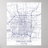 Stadsplattegrond van Springfield Poster (Voorkant)