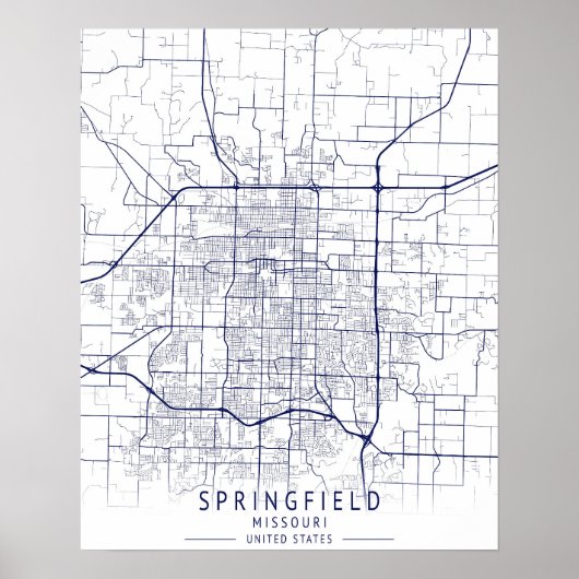 Stadsplattegrond van Springfield Poster (Voorkant)