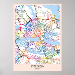 Stadsplattegrond van Stockholm Zweden Poster