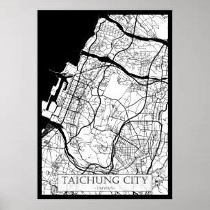 Stadsplattegrond van Taichung City Taiwan Poster