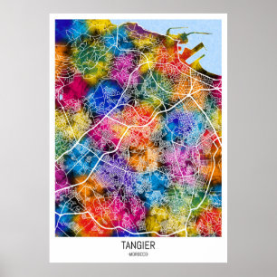 Stadsplattegrond van Tanger Marokko Poster