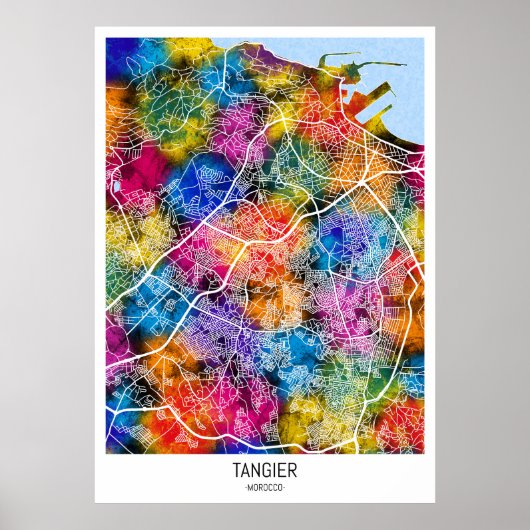 Stadsplattegrond van Tanger Marokko Poster (Voorkant)