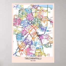Stadsplattegrond van Tiruchirappalli Tamil Nadu Poster