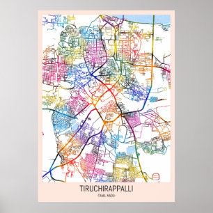 Stadsplattegrond van Tiruchirappalli Tamil Nadu Poster