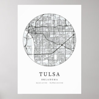 Stadsplattegrond van Tulsa Oklahoma Poster