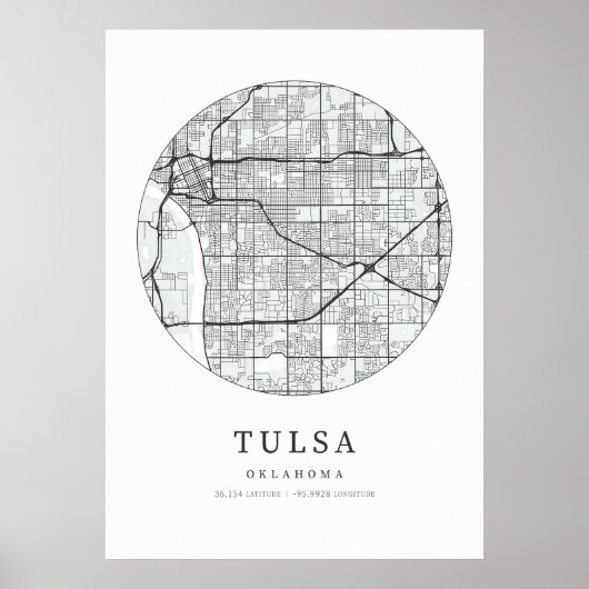 Stadsplattegrond van Tulsa Oklahoma Poster (Voorkant)
