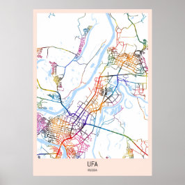 Stadsplattegrond van Ufa Rusland Poster