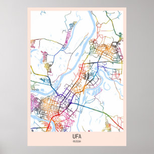 Stadsplattegrond van Ufa Rusland Poster