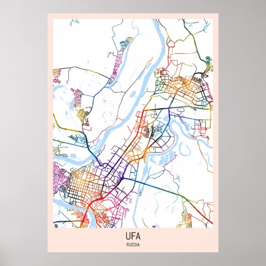 Stadsplattegrond van Ufa Rusland Poster (Voorkant)