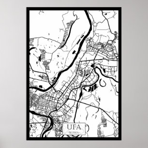 Stadsplattegrond van Ufa Rusland Poster