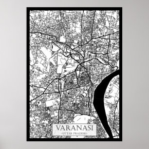 Stadsplattegrond van Varanasi Uttar Pradesh Poster