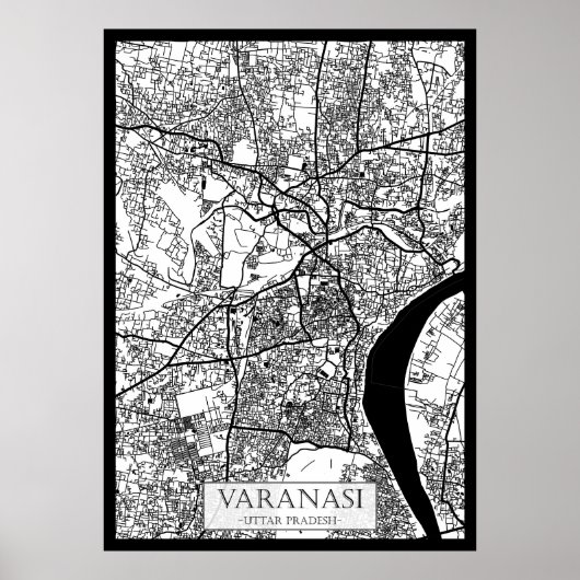 Stadsplattegrond van Varanasi Uttar Pradesh Poster (Voorkant)