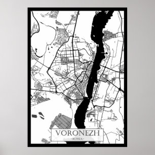 Stadsplattegrond van Voronezh Rusland Poster
