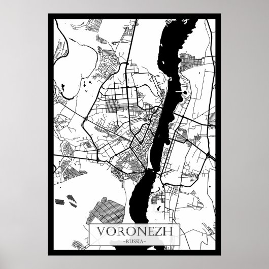 Stadsplattegrond van Voronezh Rusland Poster (Voorkant)