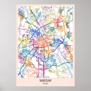 Stadsplattegrond van Warschau Polen Poster