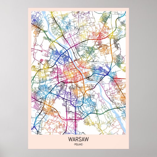 Stadsplattegrond van Warschau Polen Poster (Voorkant)