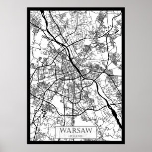 Stadsplattegrond van Warschau Polen Poster