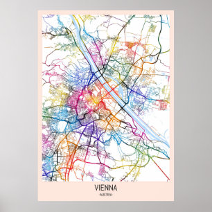 Stadsplattegrond van Wenen Oostenrijk Poster