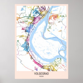 Stadsplattegrond van Wolgograd Rusland Poster