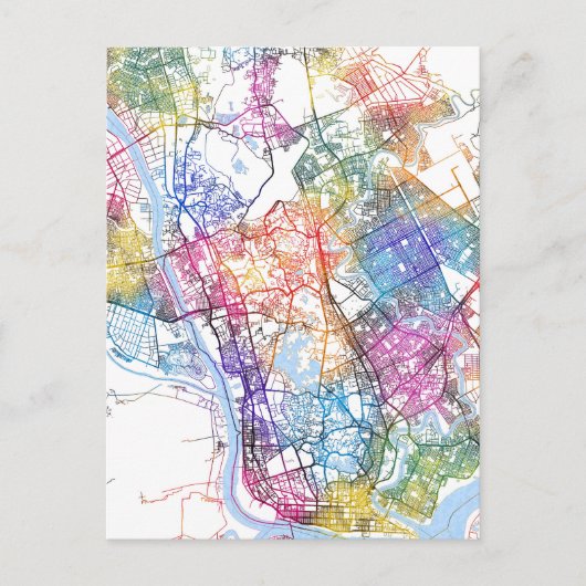 Stadsplattegrond van Yangon Myanmar Briefkaart (Voorkant)