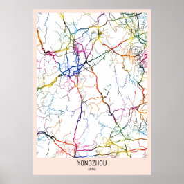 Stadsplattegrond van Yongzhou China Poster