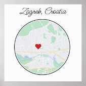 Stadsplattegrond van Zagreb Kroatië Poster (Voorkant)