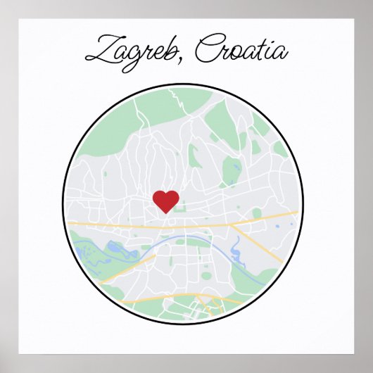 Stadsplattegrond van Zagreb Kroatië Poster (Voorkant)