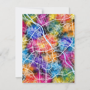 Stadsplattegrond Warschau Polen Briefkaart