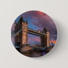 Stadsprofiel Zonsondergang & gepersonaliseerde log Ronde Button 5,7 Cm