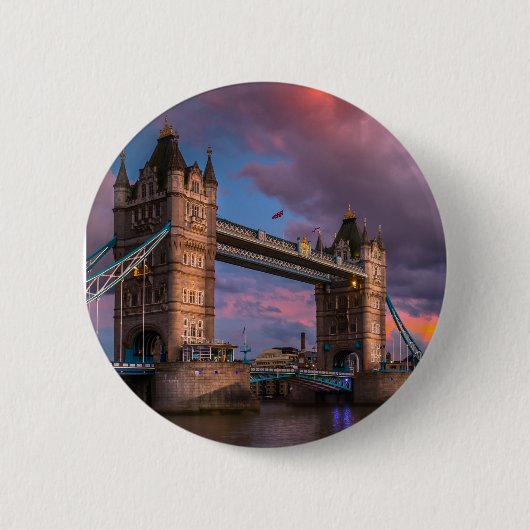 Stadsprofiel Zonsondergang & gepersonaliseerde log Ronde Button 5,7 Cm (Voorkant)