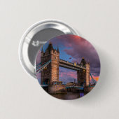 Stadsprofiel Zonsondergang & gepersonaliseerde log Ronde Button 5,7 Cm (Voorkant /achterkant)