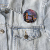 Stadsprofiel Zonsondergang & gepersonaliseerde log Ronde Button 5,7 Cm (In situ)