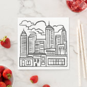 Stadsprofiel Zwart & Wit Tekening Servet (Insitu)