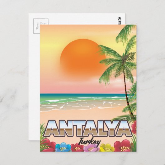 Stadsreisposter Antalya Turkije Briefkaart (Voorkant / Achterkant)