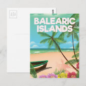 Stadsreisposter voor het strand van de Balearen Briefkaart (Voorkant / Achterkant)